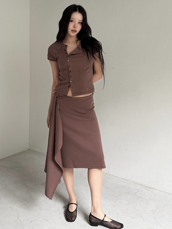 Baguette - Korean Women Fashion - #momslook - Button Set (Cardigan + Skirt) - 11