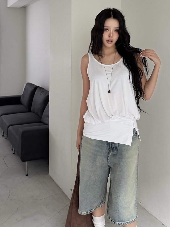Baguette - Korean Women Fashion - #momslook - Tencel Button Sleeveless Top - 2