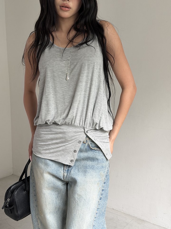 Baguette - Korean Women Fashion - #momslook - Tencel Button Sleeveless Top - 8