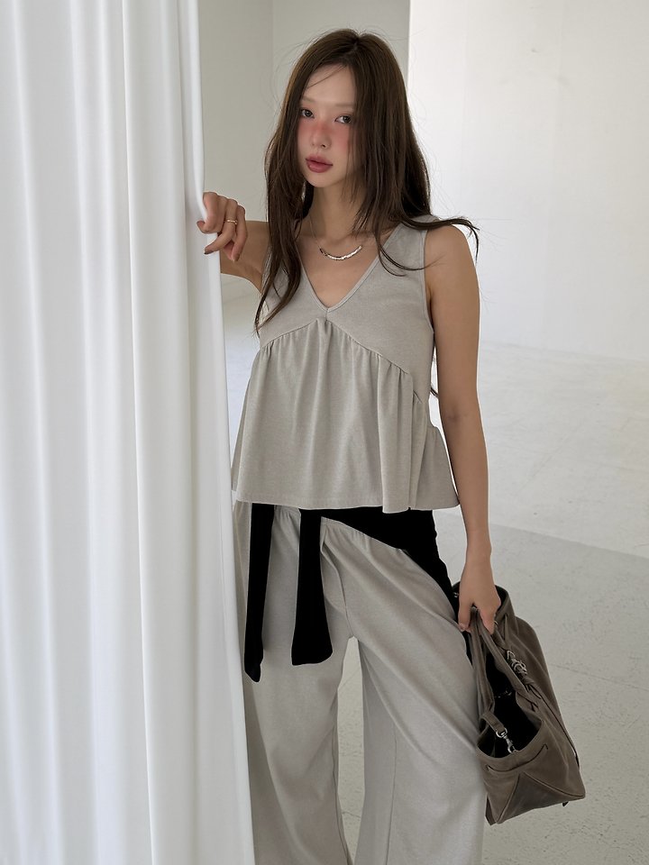 Baguette - Korean Women Fashion - #momslook - Lauren Ribbed Set (Sleeveless Top + Pants) - 10