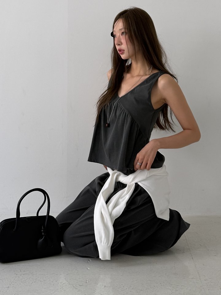 Baguette - Korean Women Fashion - #momslook - Lauren Ribbed Set (Sleeveless Top + Pants) - 2