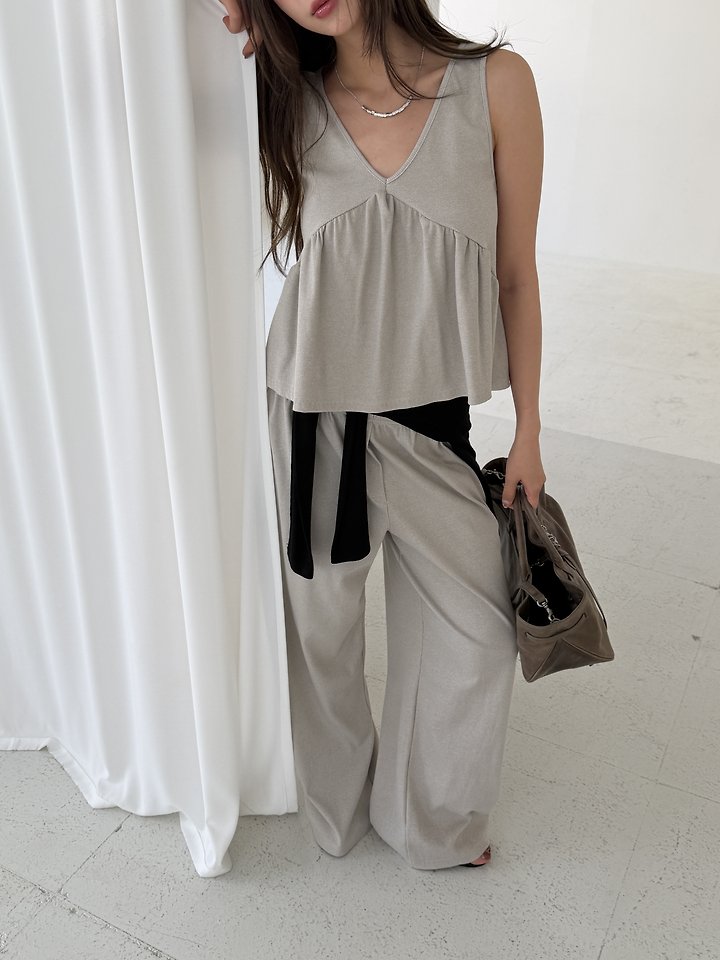 Baguette - Korean Women Fashion - #momslook - Lauren Ribbed Set (Sleeveless Top + Pants) - 8