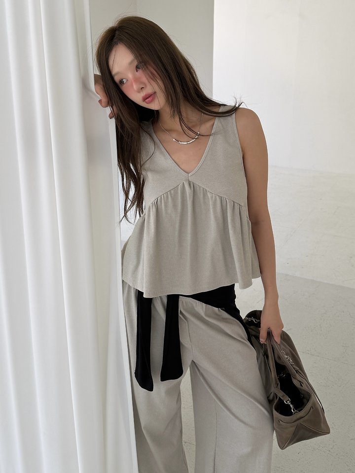 Baguette - Korean Women Fashion - #momslook - Lauren Ribbed Set (Sleeveless Top + Pants) - 9