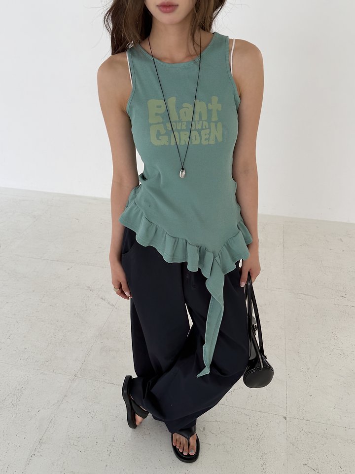 Baguette - Korean Women Fashion - #momslook - Plant Sleeveless Top - 2