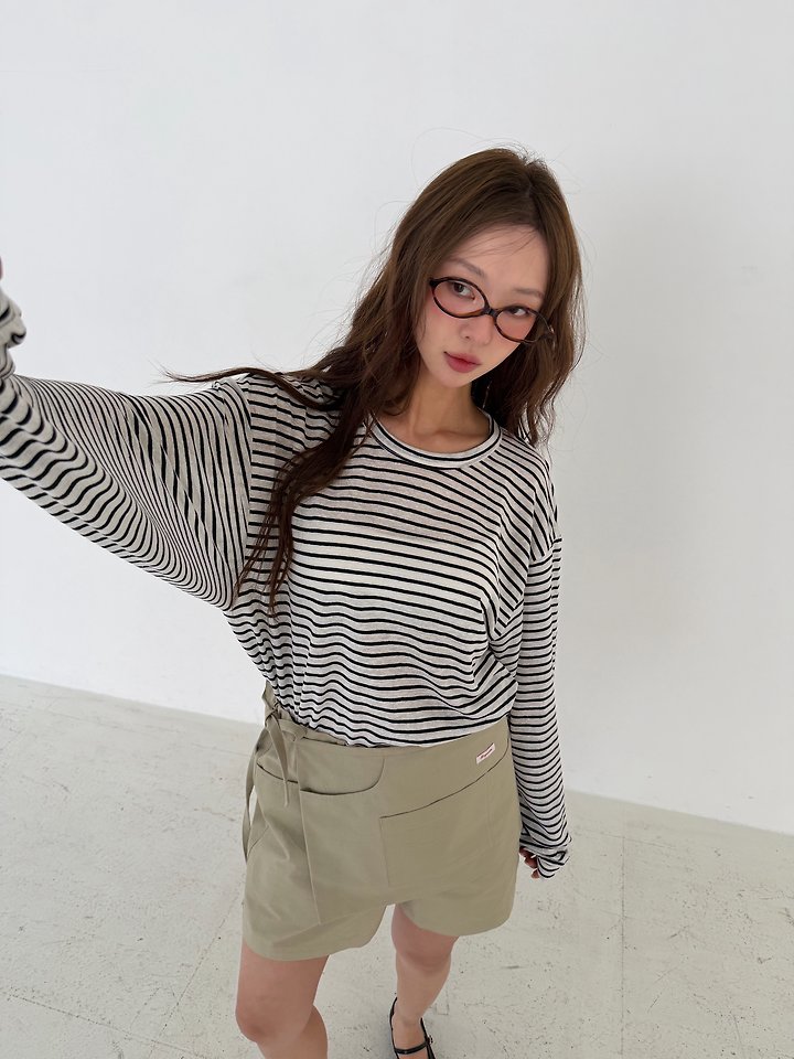 Baguette - Korean Women Fashion - #momslook - Summer Stripe Side-Slit Tee - 6