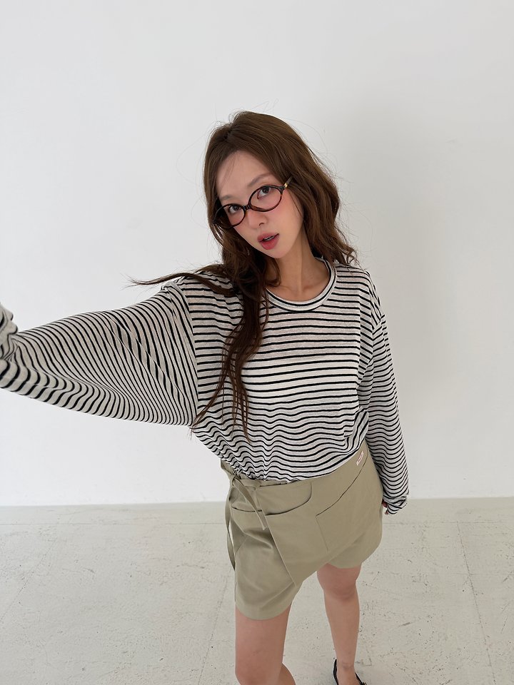 Baguette - Korean Women Fashion - #momslook - Summer Stripe Side-Slit Tee - 8