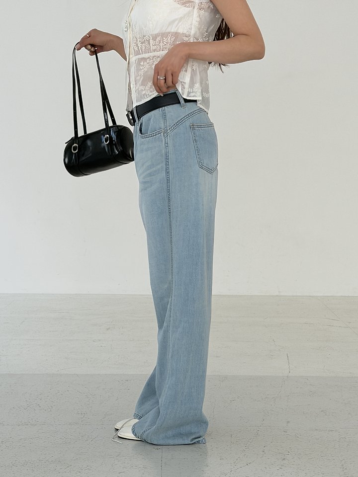 Baguette - Korean Women Fashion - #momslook - Summer Low-Rise Wide Denim - 11