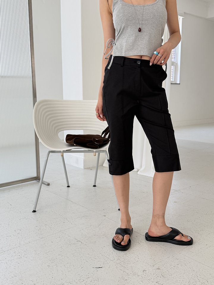 Baguette - Korean Women Fashion - #restrostyle - Capri Button Pants - 2