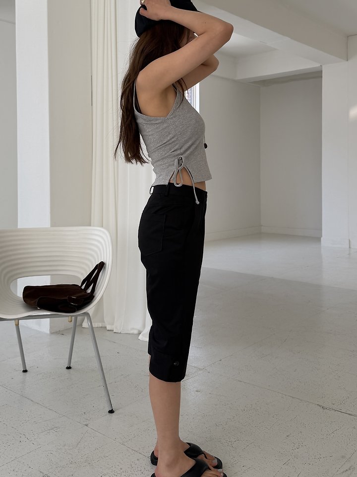 Baguette - Korean Women Fashion - #romanticstyle - Capri Button Pants - 3