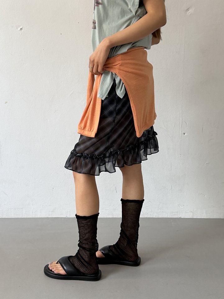 Baguette - Korean Women Fashion - #vintageinspired - Check Frill Skirt - 3