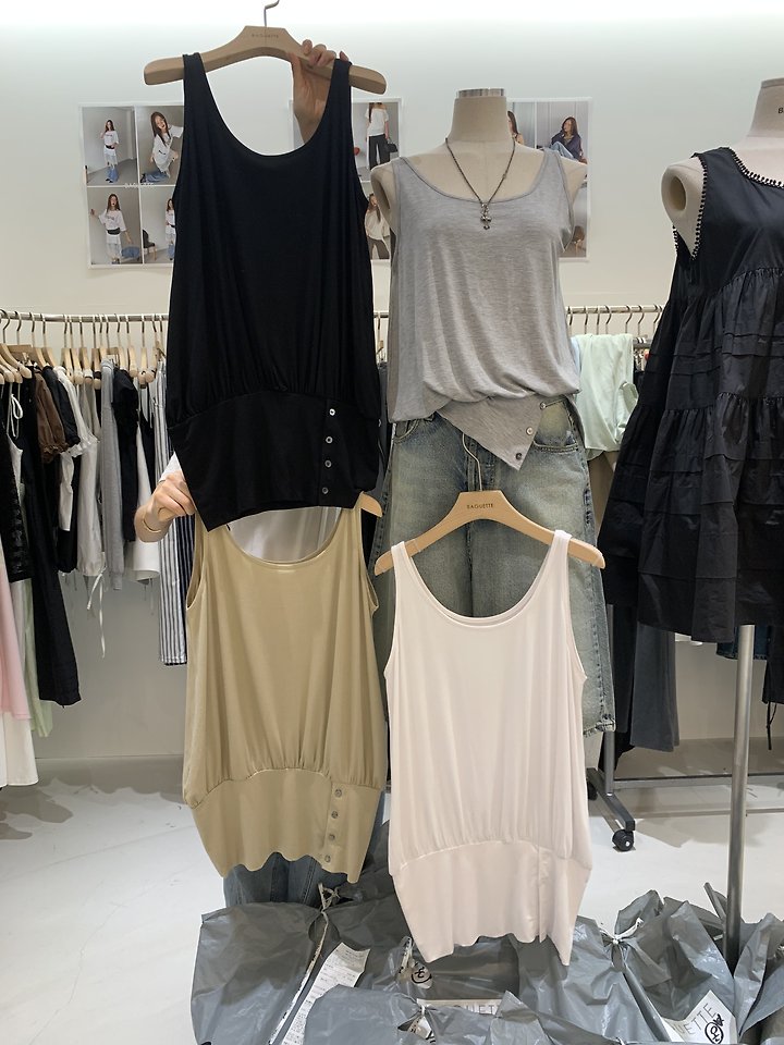 Baguette - Korean Women Fashion - #womensfashion - Tencel Button Sleeveless Top