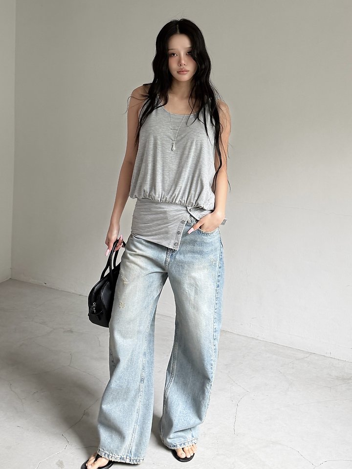Baguette - Korean Women Fashion - #womensfashion - Tencel Button Sleeveless Top - 11
