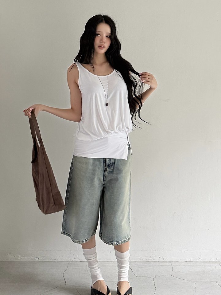 Baguette - Korean Women Fashion - #womensfashion - Tencel Button Sleeveless Top - 5