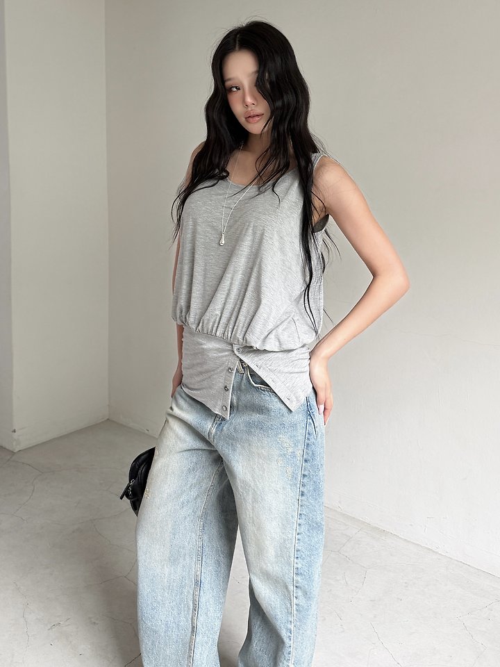 Baguette - Korean Women Fashion - #womensfashion - Tencel Button Sleeveless Top - 9