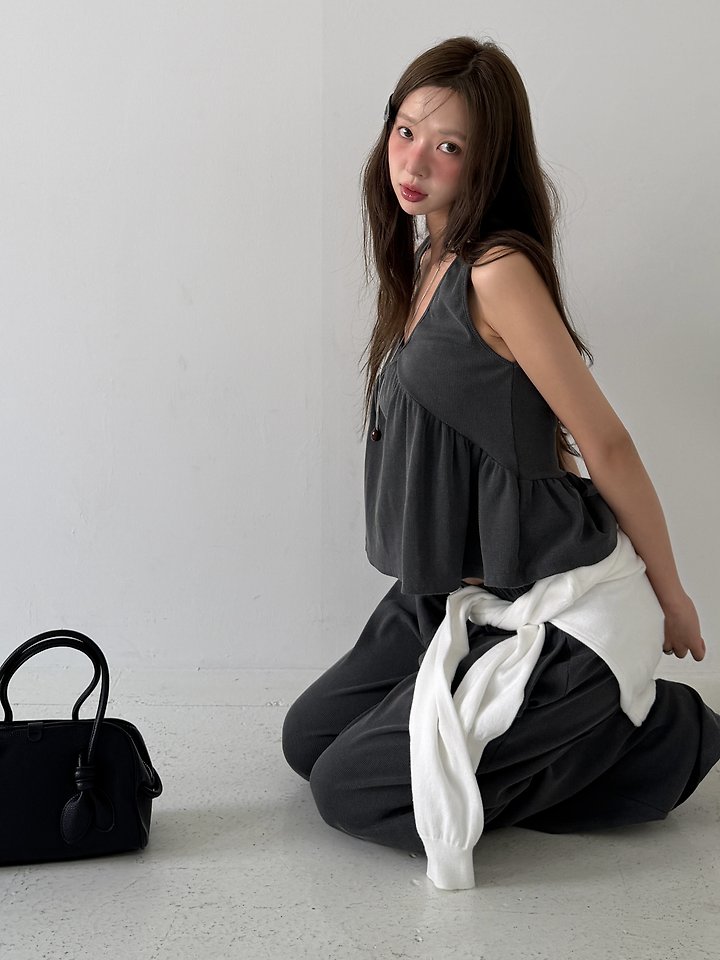 Baguette - Korean Women Fashion - #womensfashion - Lauren Ribbed Set (Sleeveless Top + Pants) - 7