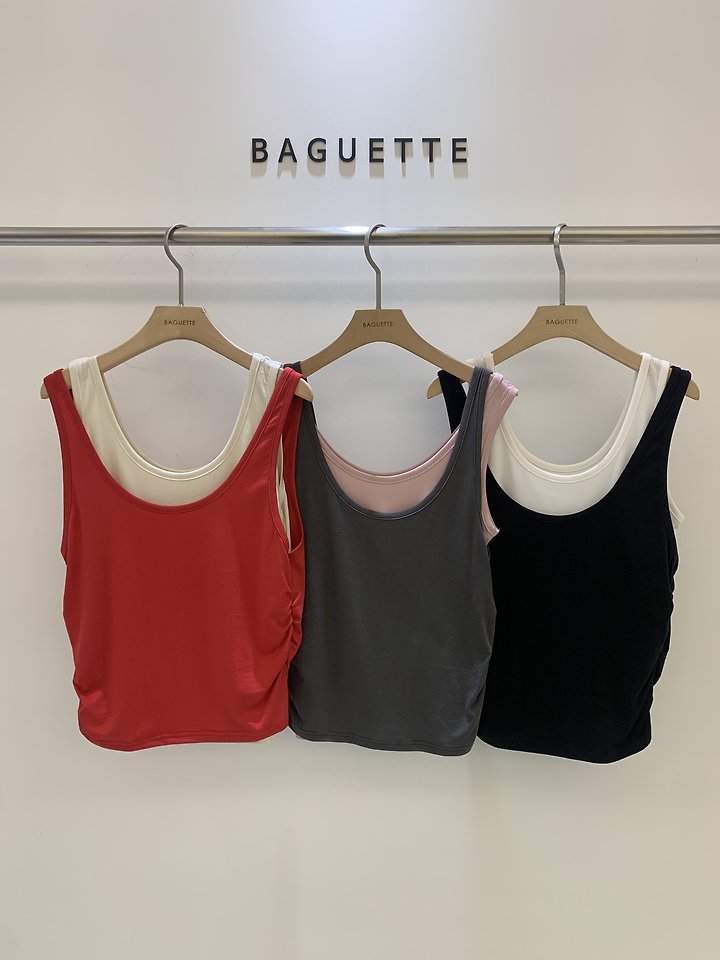 Baguette - Korean Women Fashion - #womensfashion - Double Shirring Sleeveless Top