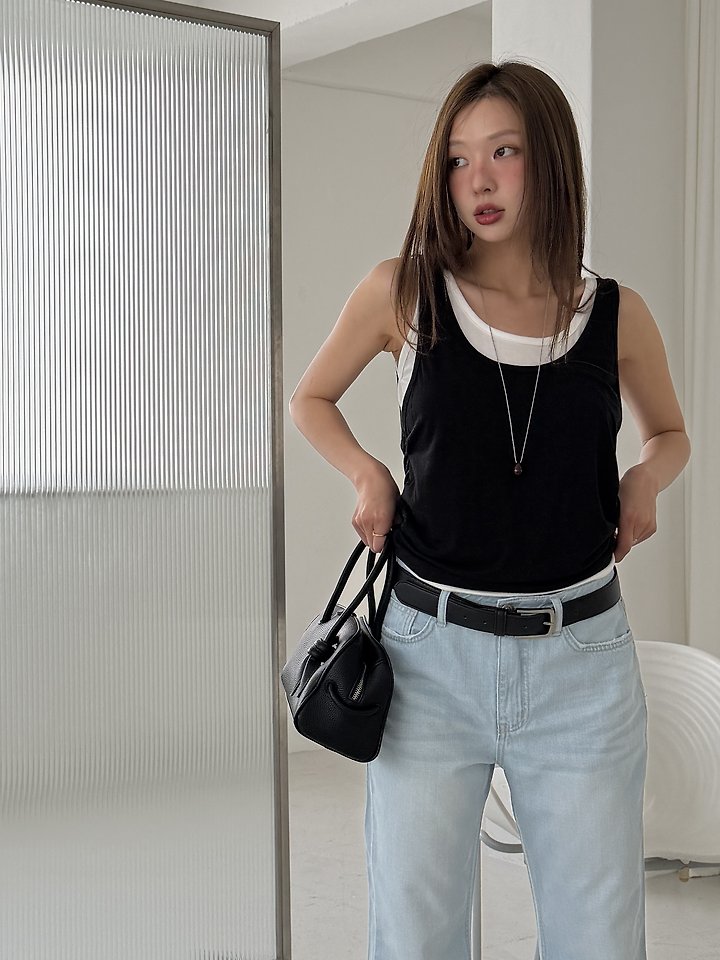 Baguette - Korean Women Fashion - #womensfashion - Double Shirring Sleeveless Top - 11