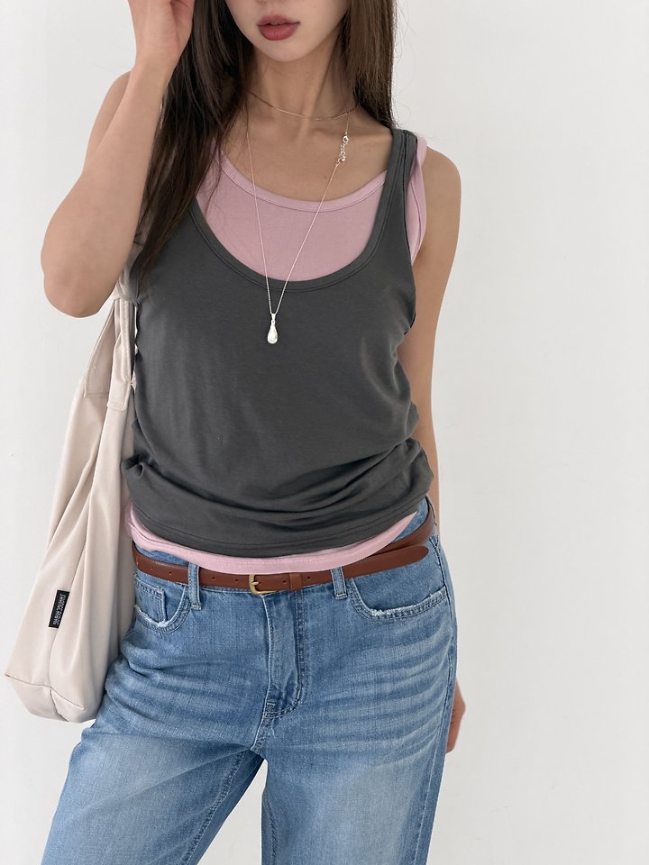 Baguette - Korean Women Fashion - #womensfashion - Double Shirring Sleeveless Top - 3