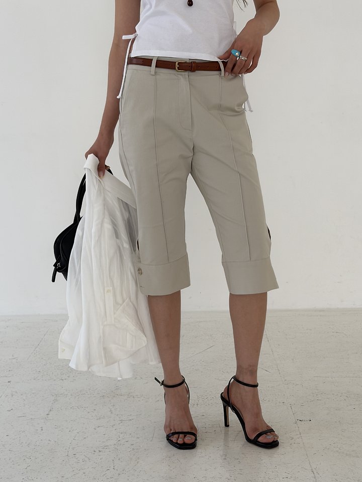 Baguette - Korean Women Fashion - #womensfashion - Capri Button Pants - 8