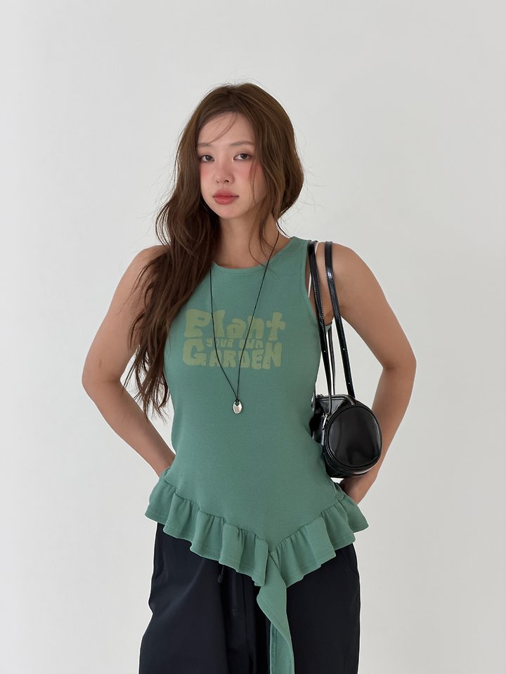 Baguette - Korean Women Fashion - #womensfashion - Plant Sleeveless Top - 3