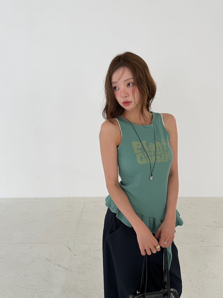 Baguette - Korean Women Fashion - #womensfashion - Plant Sleeveless Top - 7
