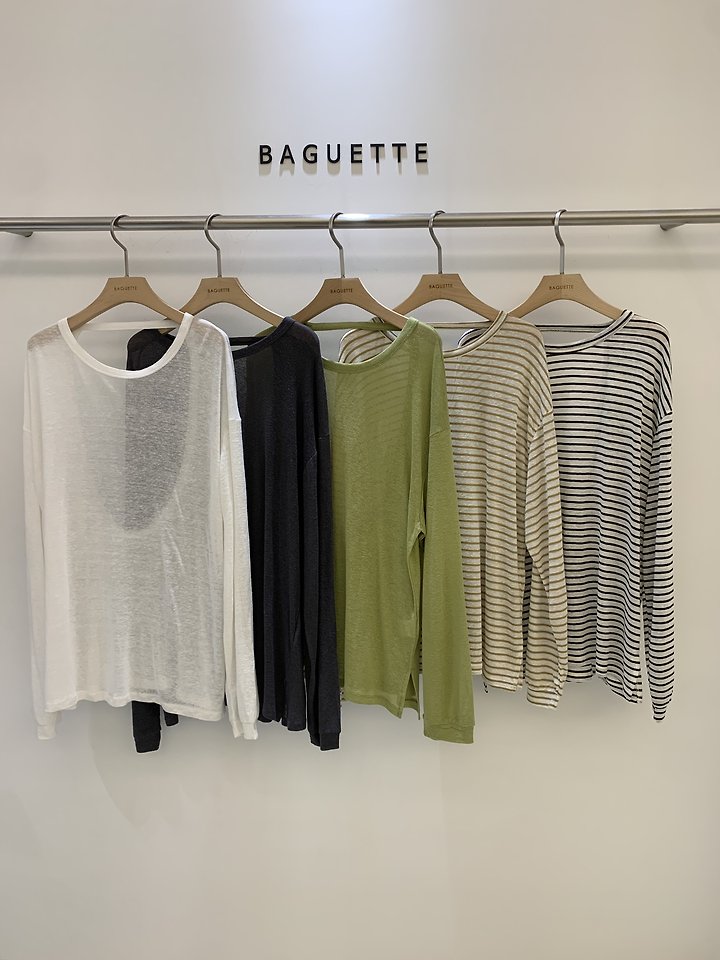 Baguette - Korean Women Fashion - #womensfashion - Summer Stripe Side-Slit Tee