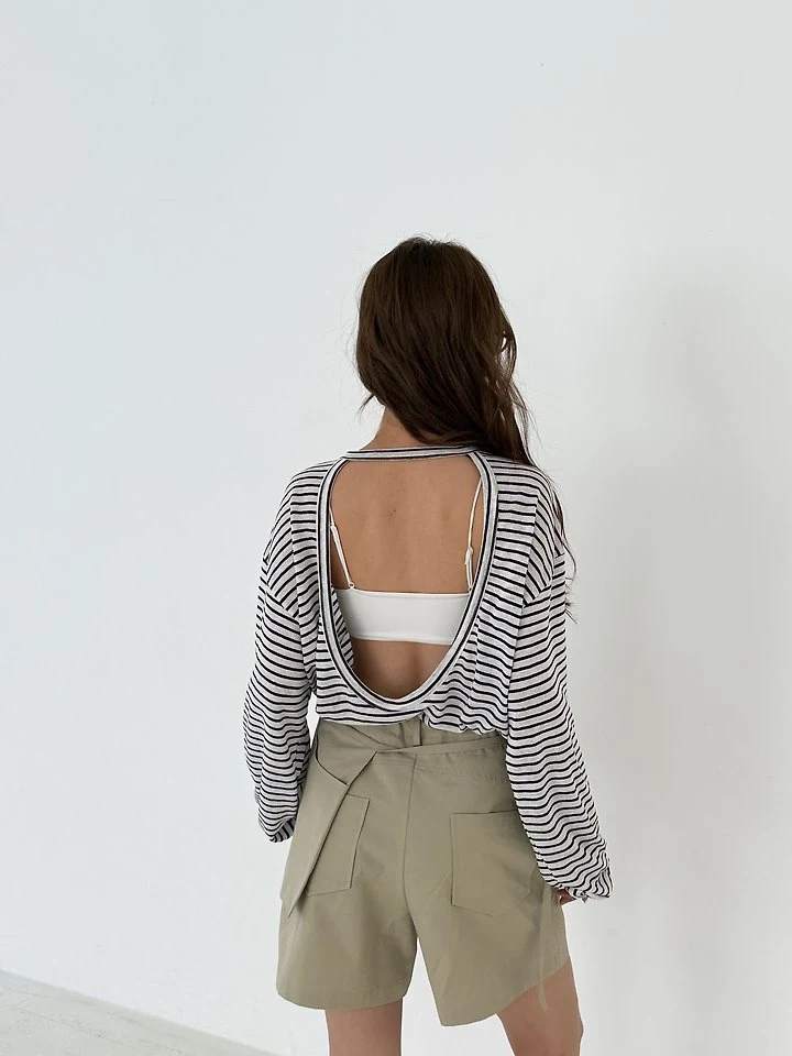 Baguette - Korean Women Fashion - #womensfashion - Summer Stripe Side-Slit Tee - 5