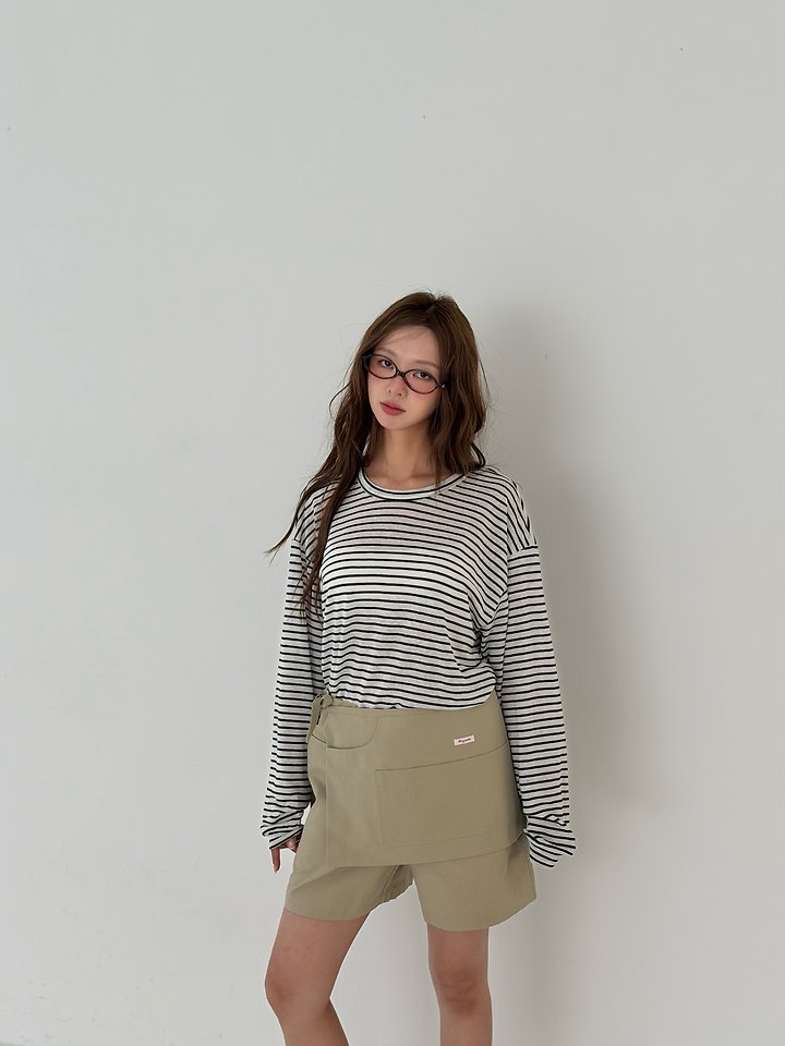 Baguette - Korean Women Fashion - #womensfashion - Summer Stripe Side-Slit Tee - 7