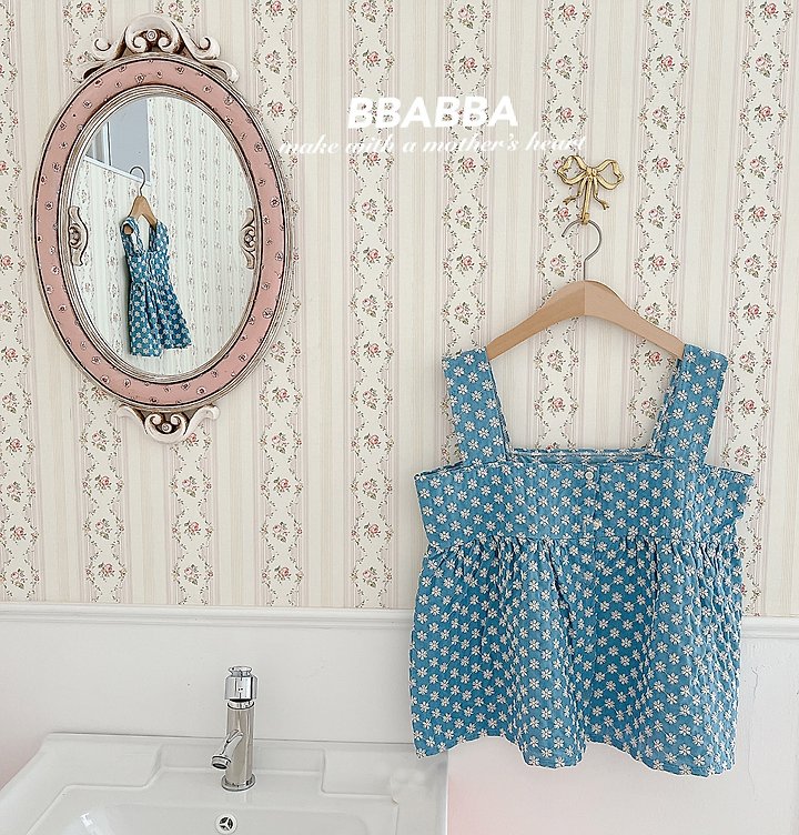 Bbabba - Korean Baby Fashion - #babyboutique - Denim Floral Bustier (Baby) - 2