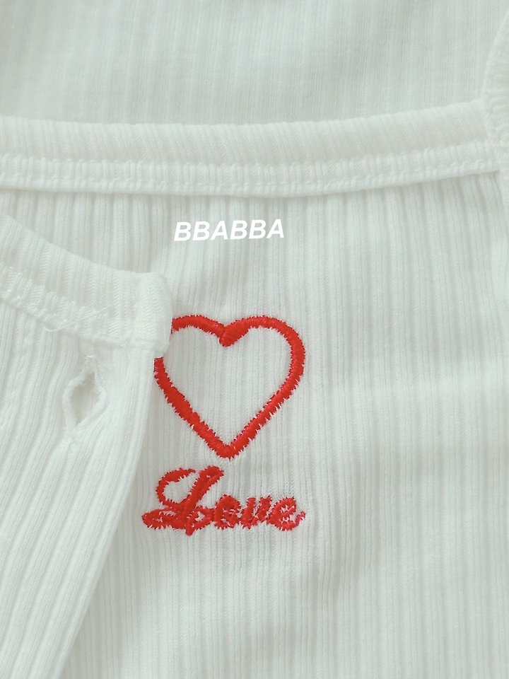 Bbabba - Korean Baby Fashion - #babyboutique - Love Embroidered Ribbed Set (set of 3) - 11