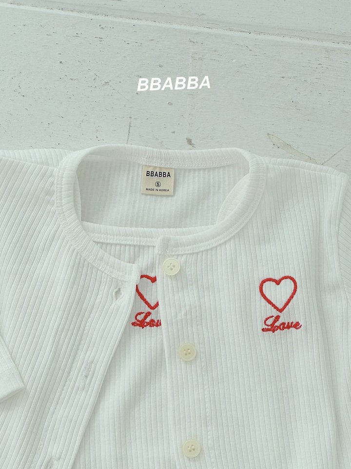 Bbabba - Korean Baby Fashion - #babyboutique - Love Embroidered Ribbed Set (set of 3) - 12