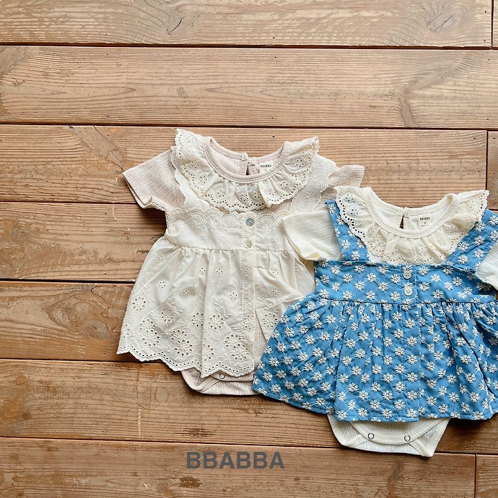 Bbabba - Korean Baby Fashion - #babyboutiqueclothing - Frill Eyelet Suit - 6