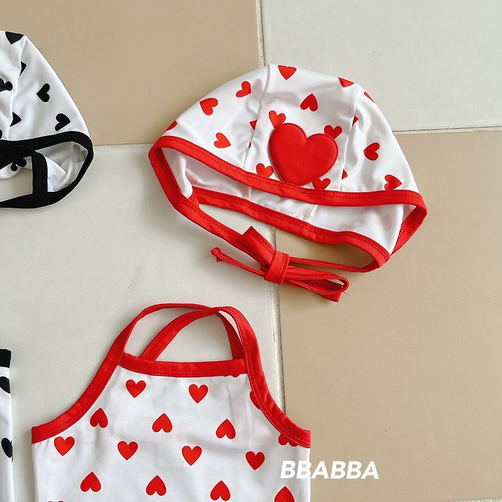 Bbabba - Korean Baby Fashion - #babyclothing - Heart Strap Swimsuit (Bonnet Set) - 3