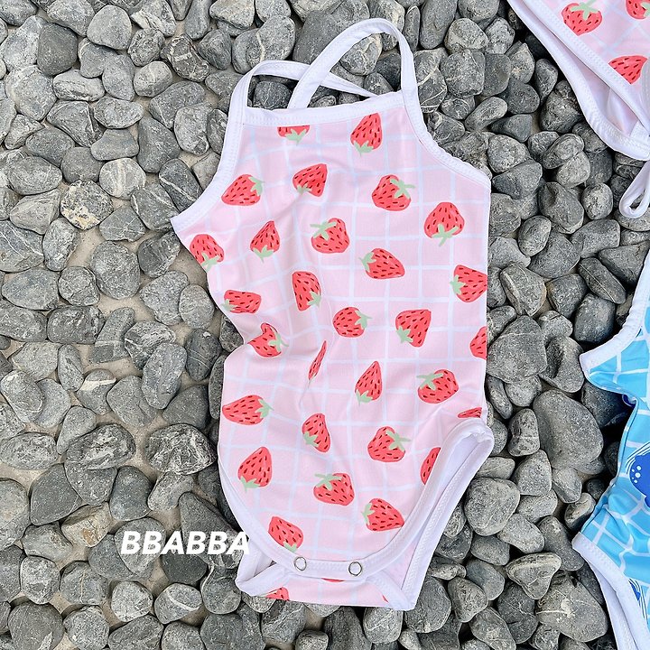 Bbabba - Korean Baby Fashion - #babyclothing - Strap Swimsuit (Bonnet Set) - 2