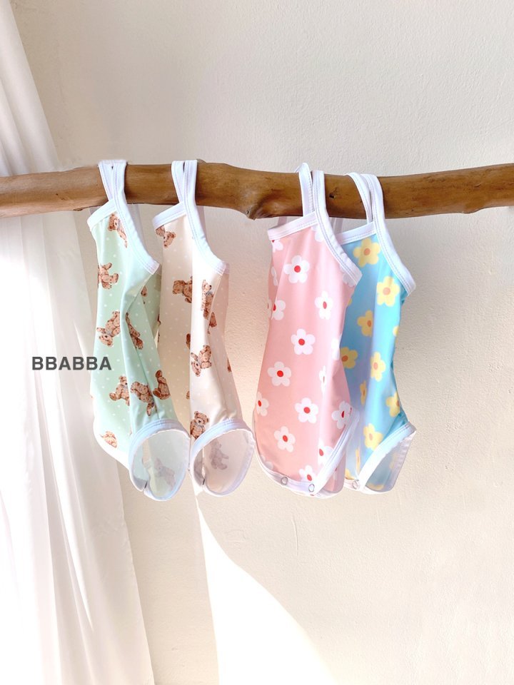 Bbabba - Korean Baby Fashion - #babyclothing - Strap Swimsuit (Bonnet Set)