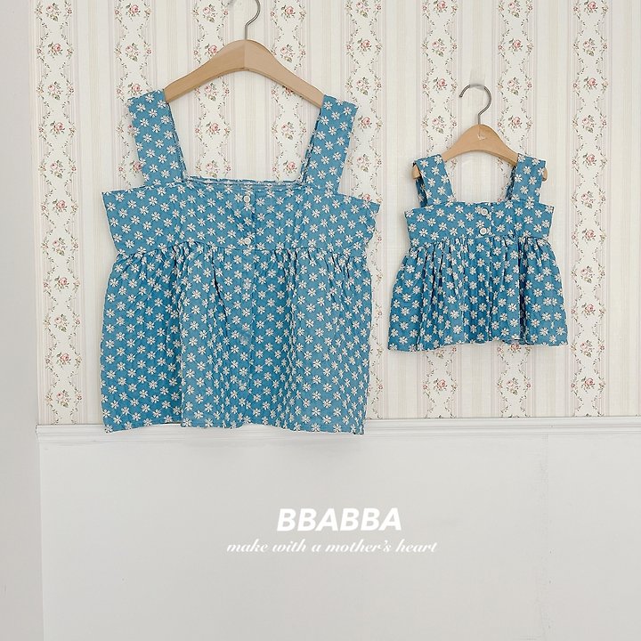Bbabba - Korean Baby Fashion - #babyboutiqueclothing - Denim Floral Bustier (Baby) - 4