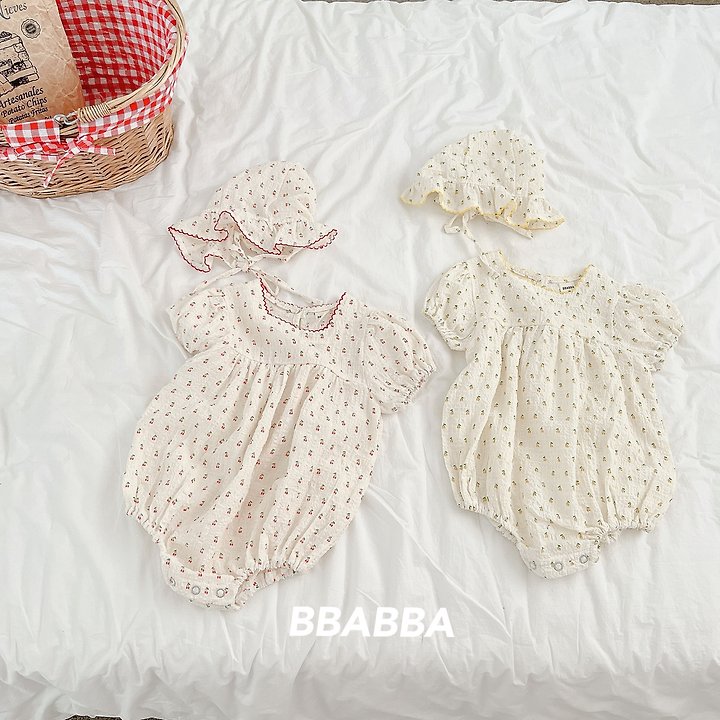 Bbabba - Korean Baby Fashion - #babyfashion - Cherry Pin-Cot Frill Bonnet Set - 7
