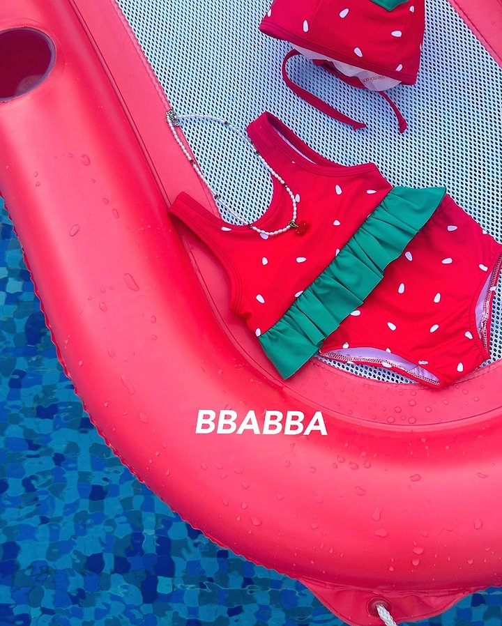 Bbabba - Korean Baby Fashion - #babyfever - Strawberry Bikini (set of 3) - 6