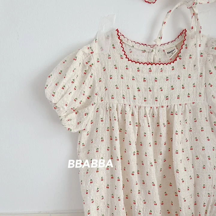 Bbabba - Korean Baby Fashion - #babyfever - Cherry Pin-Cot Frill Bonnet Set - 8