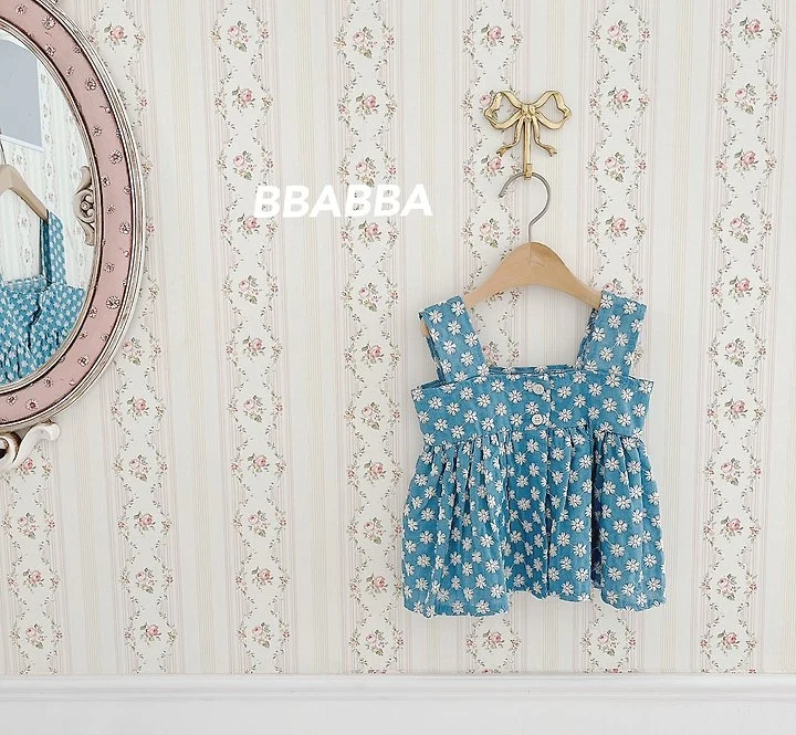Bbabba - Korean Baby Fashion - #babyfever - Denim Floral Bustier (Baby) - 6