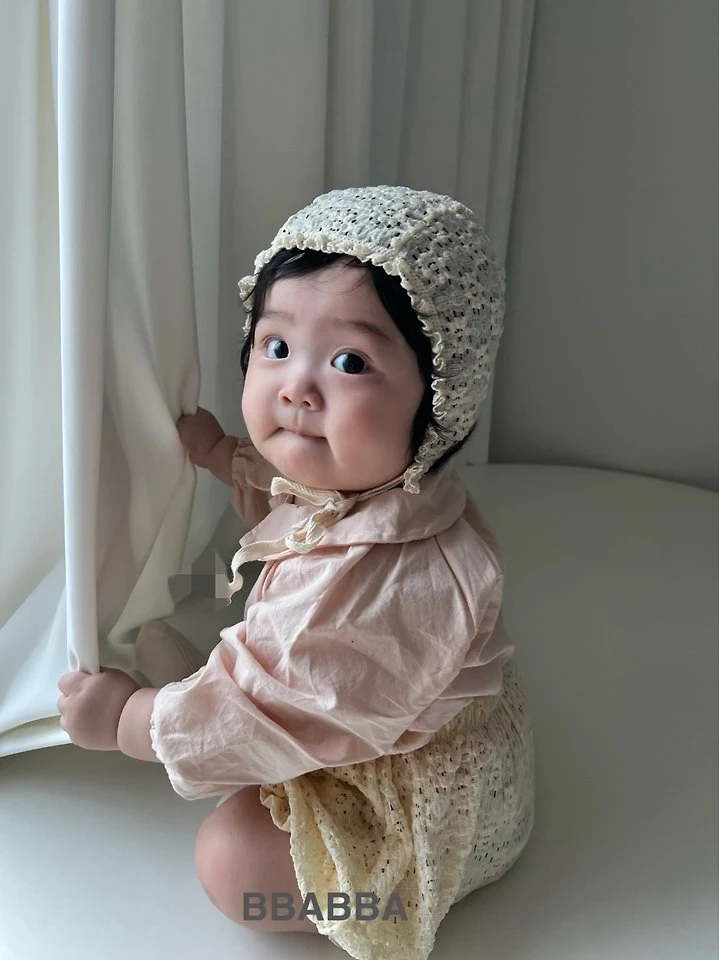 Bbabba - Korean Baby Fashion - #babyfever - I Love Lace Bonnet (Baby) - 6