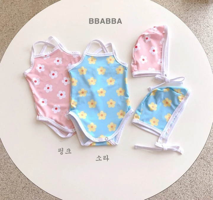 Bbabba - Korean Baby Fashion - #babyfever - Strap Swimsuit (Bonnet Set) - 4