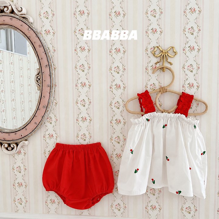 Bbabba - Korean Baby Fashion - #babygirlfashion - Tulip Embroidered Mini One-piece