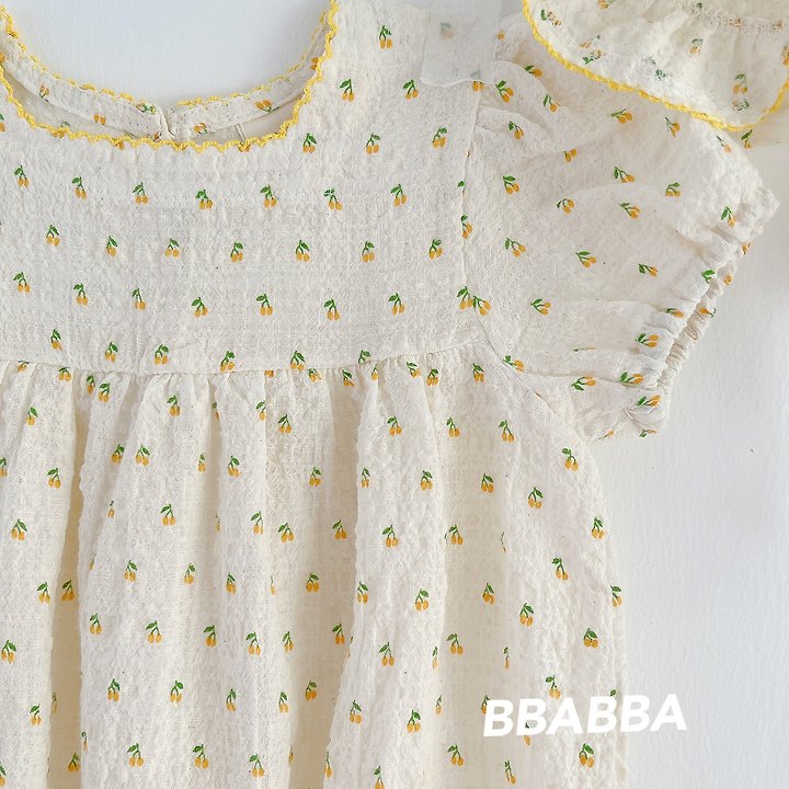 Bbabba - Korean Baby Fashion - #babygirlfashion - Cherry Pin-Cot Frill Bonnet Set - 9