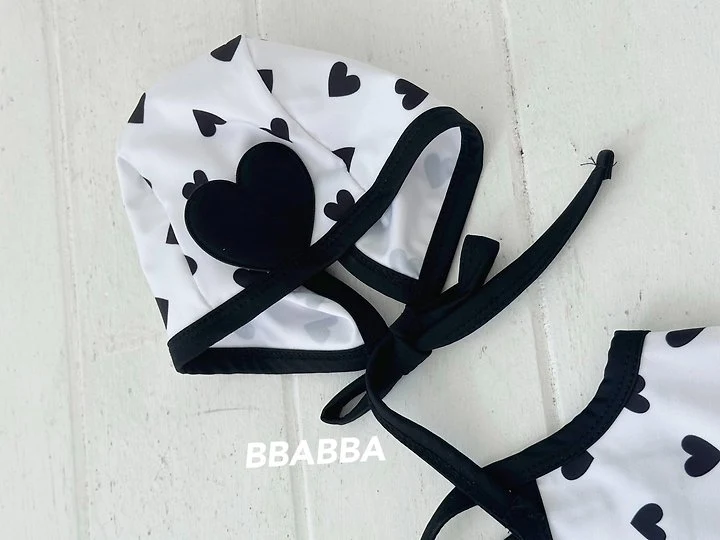 Bbabba - Korean Baby Fashion - #babylifestyle - Heart Strap Swimsuit (Bonnet Set) - 7