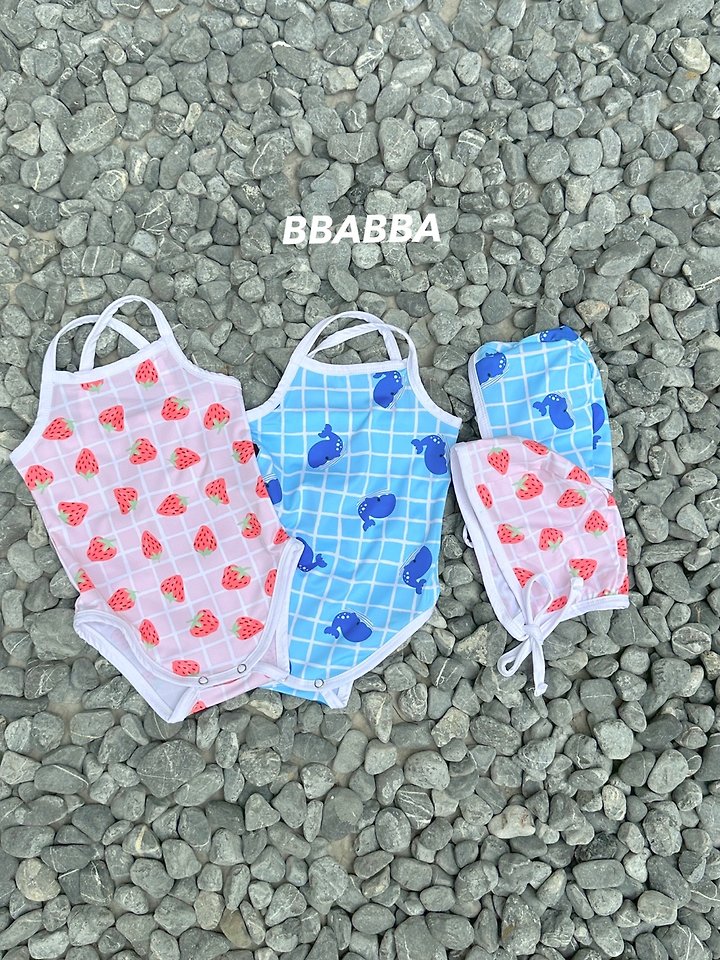 Bbabba - Korean Baby Fashion - #babylifestyle - Strap Swimsuit (Bonnet Set) - 6