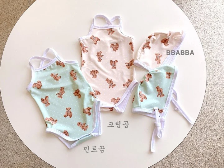 Bbabba - Korean Baby Fashion - #babyoninstagram - Strap Swimsuit (Bonnet Set) - 6