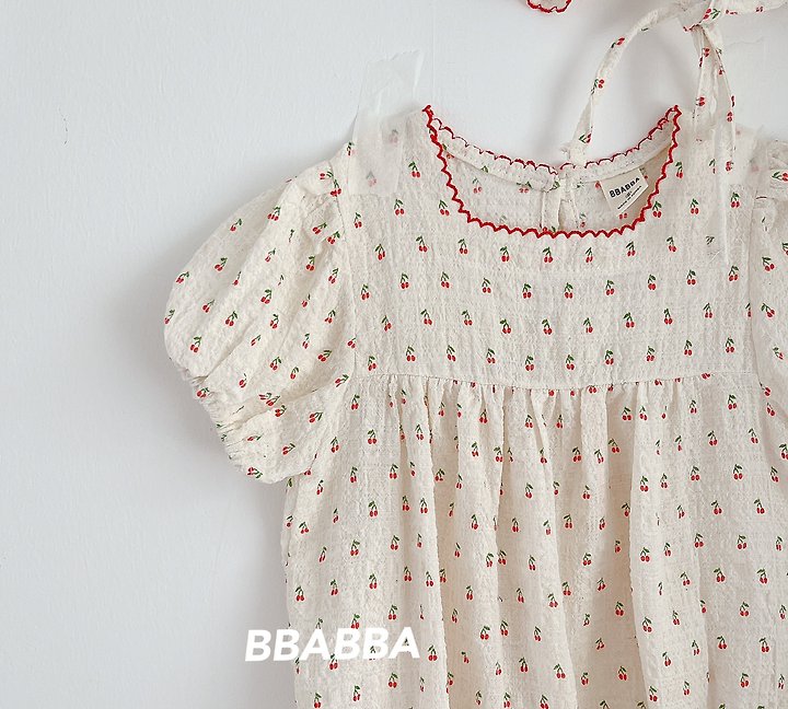 Bbabba - Korean Baby Fashion - #babyoninstagram - Cherry Pin-Cot Frill Bonnet Set - 11