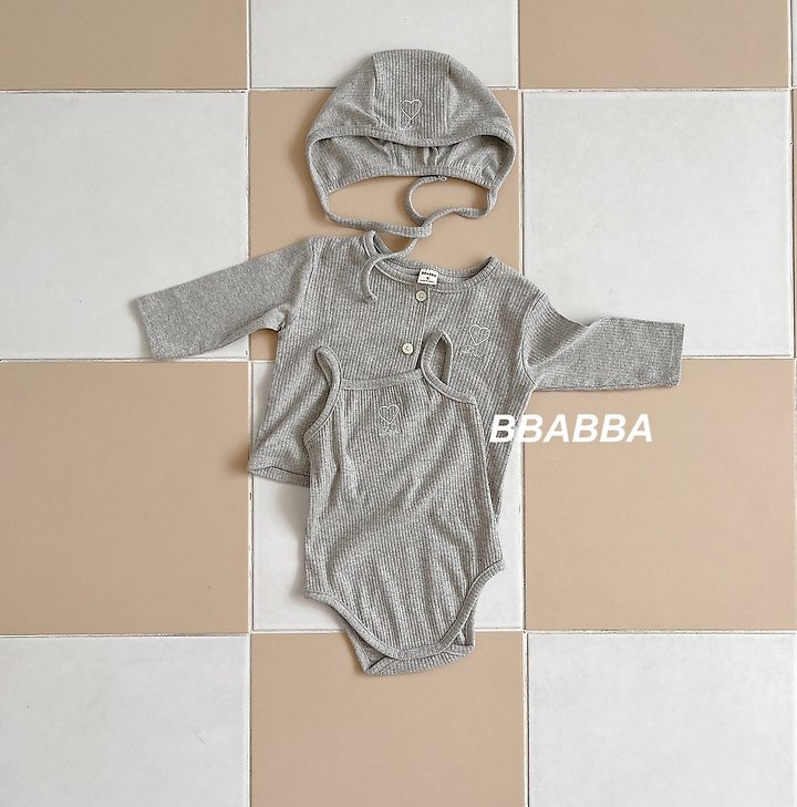 Bbabba - Korean Baby Fashion - #babylifestyle - Love Embroidered Ribbed Set (set of 3) - 4