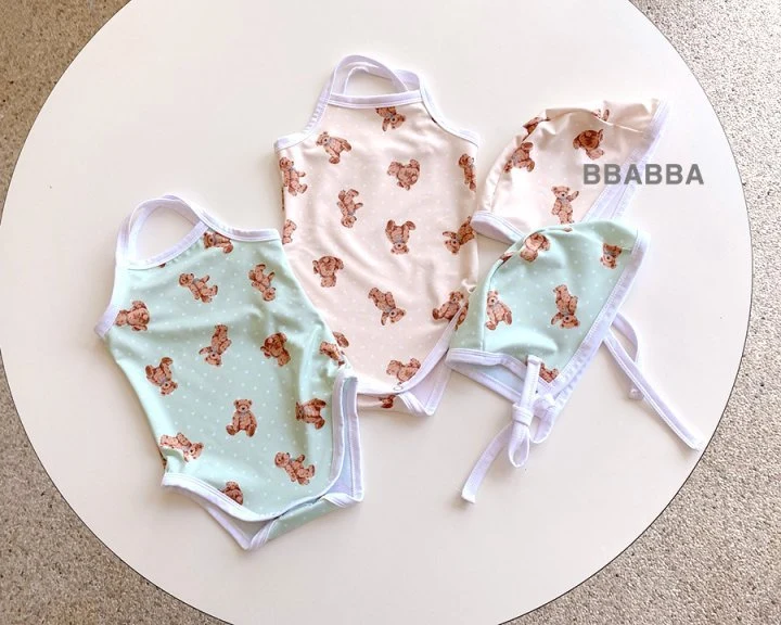 Bbabba - Korean Baby Fashion - #babyootd - Strap Swimsuit (Bonnet Set) - 7